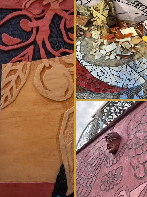 Collage de esgrafiado y mosaico